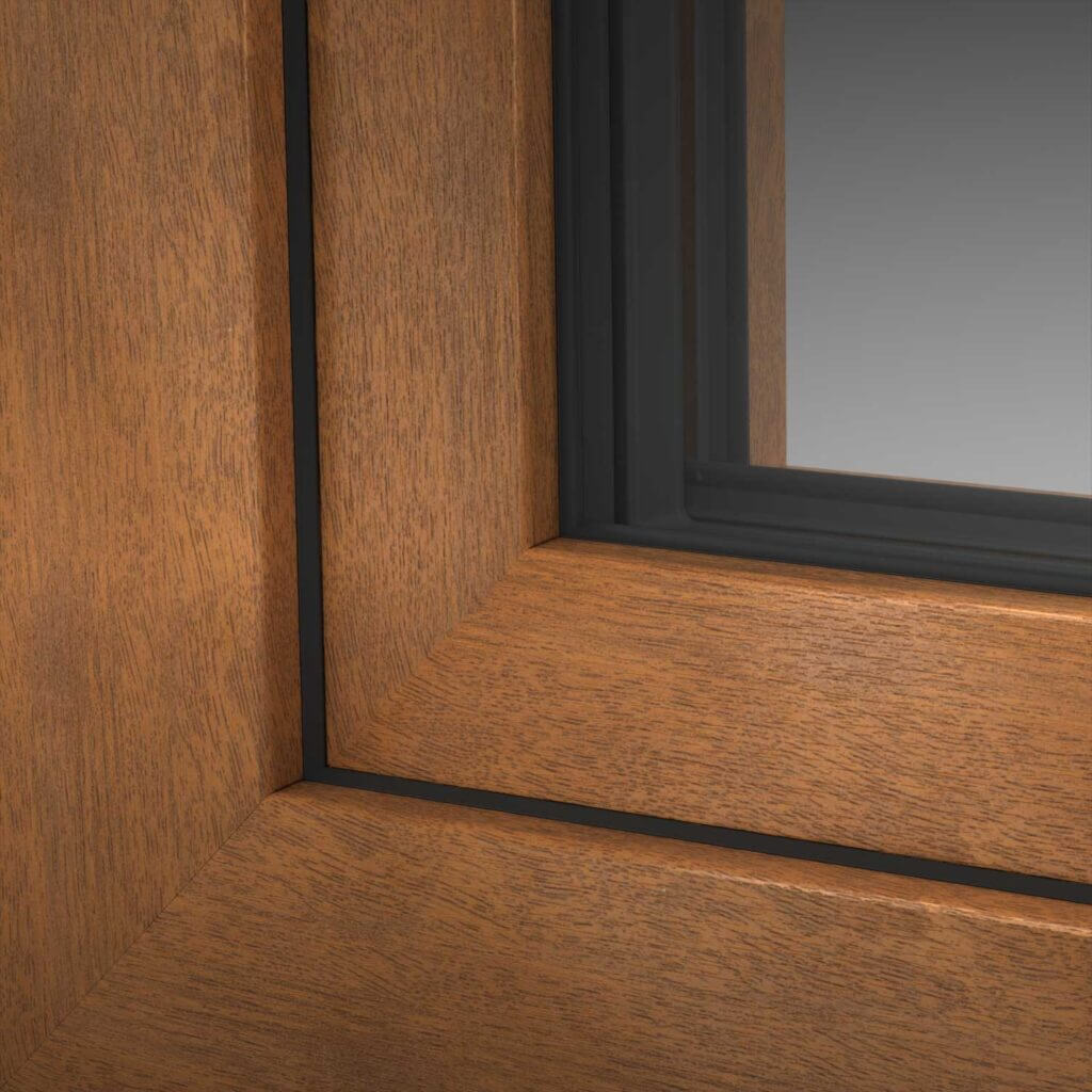 ventana de roble dorado