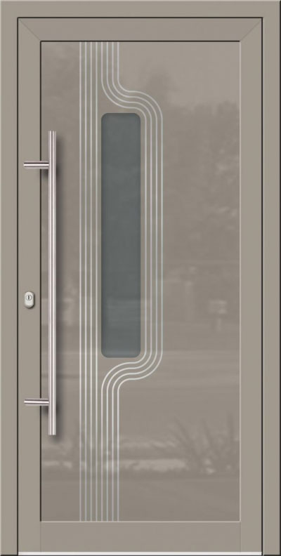Puerta de entrada de vidrio-aluminio, Evolution Inox.