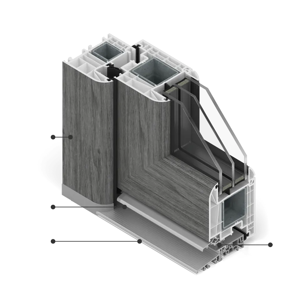Sección transversal de la ventana de evolución de MS[82] en Chapa de hormigón con umbral de aluminio.