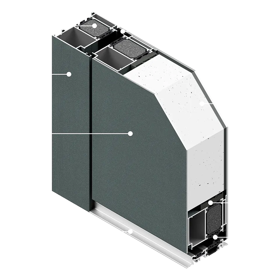 Sección transversal de una puerta de aluminio Premium 86N (exclusiva)