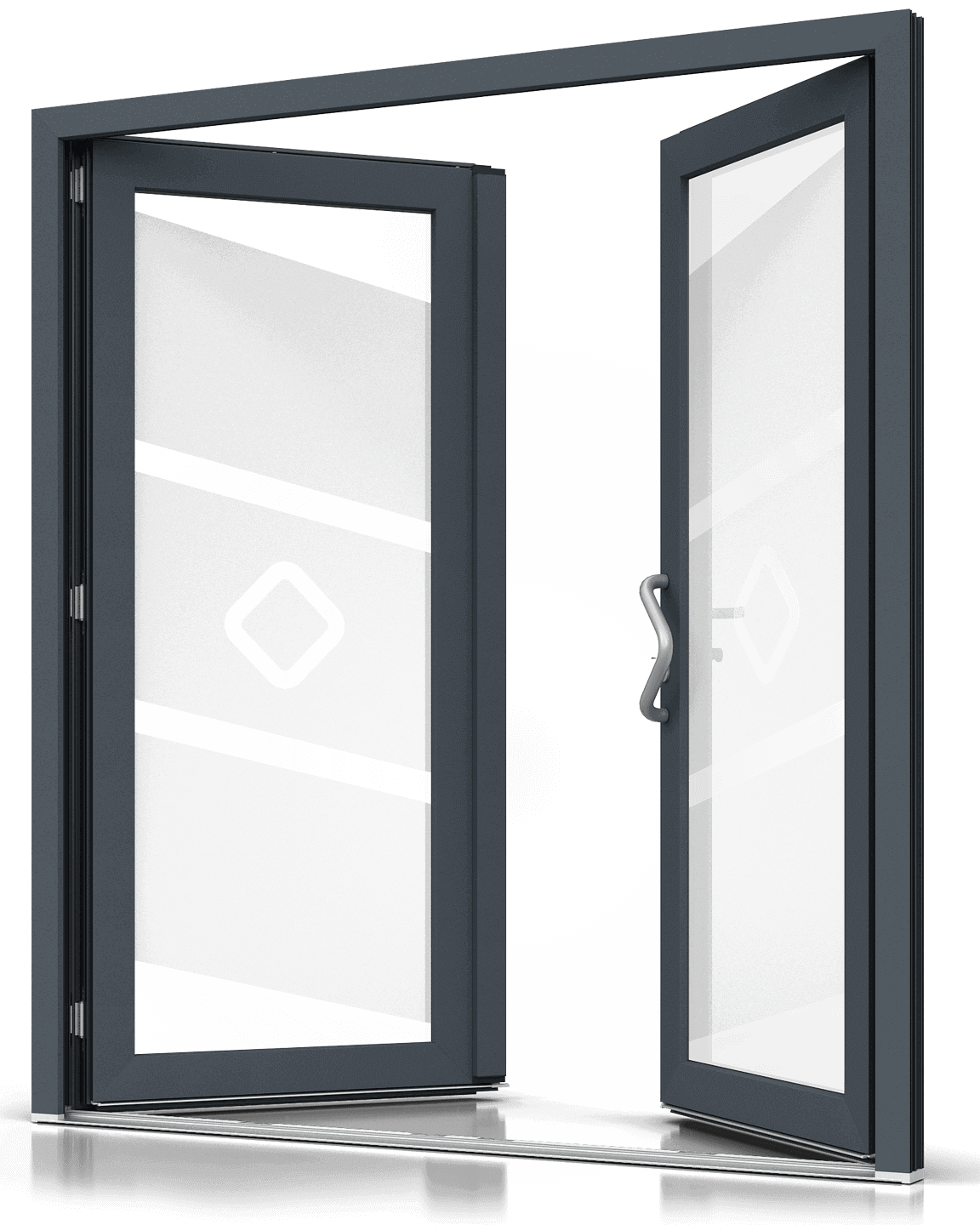 Puerta de entrada de PVC de doble hoja con vidrio esmerilado (arenado).